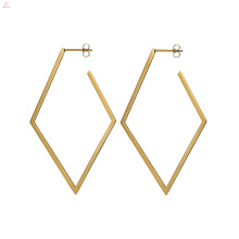 Rhombus Geometric Statement Gold Stud Vintage Earrings